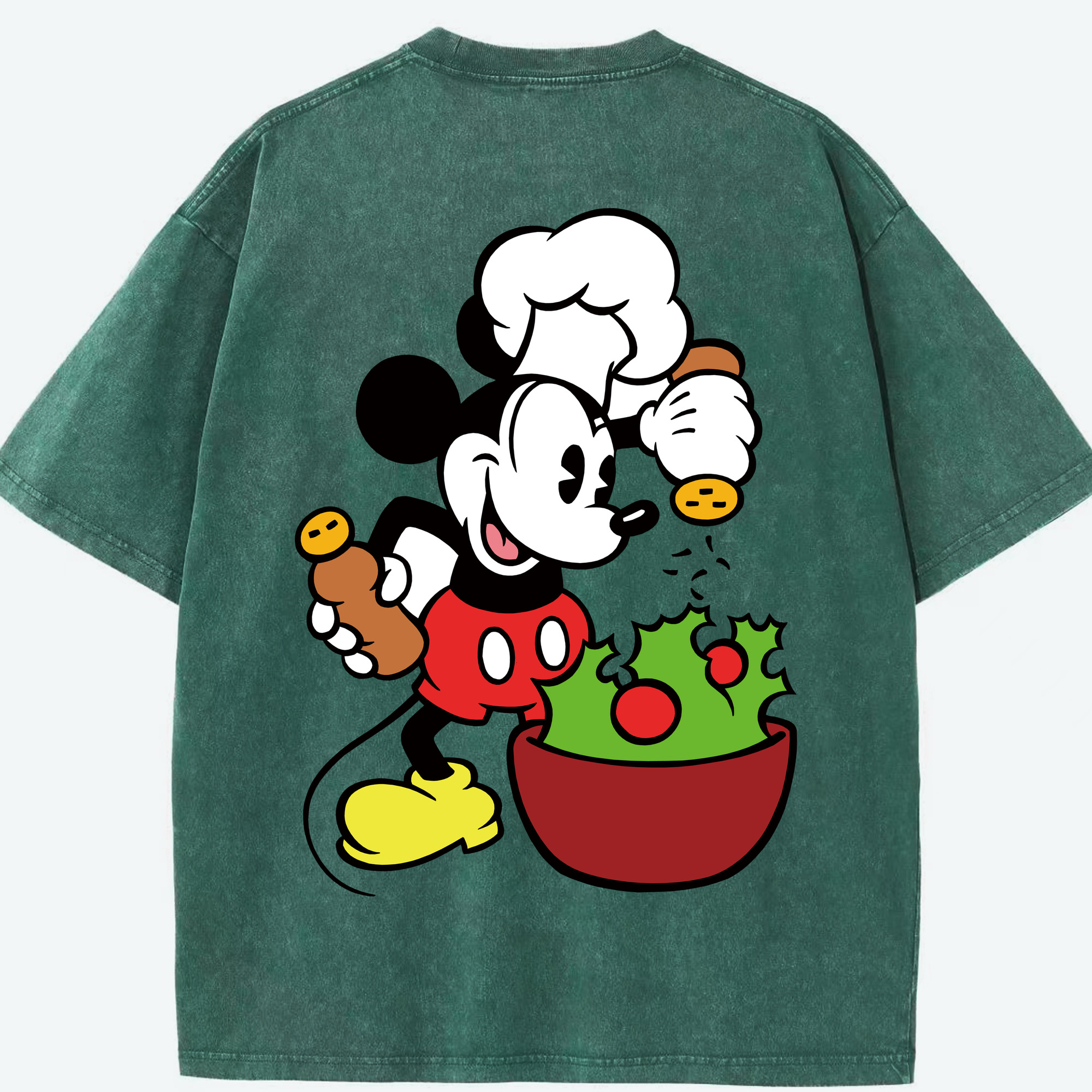 （画像用） ミッキーマウス Mickey Mouse 綿100% ヴィンテージ風 半袖Tシャツ（背面プリント）